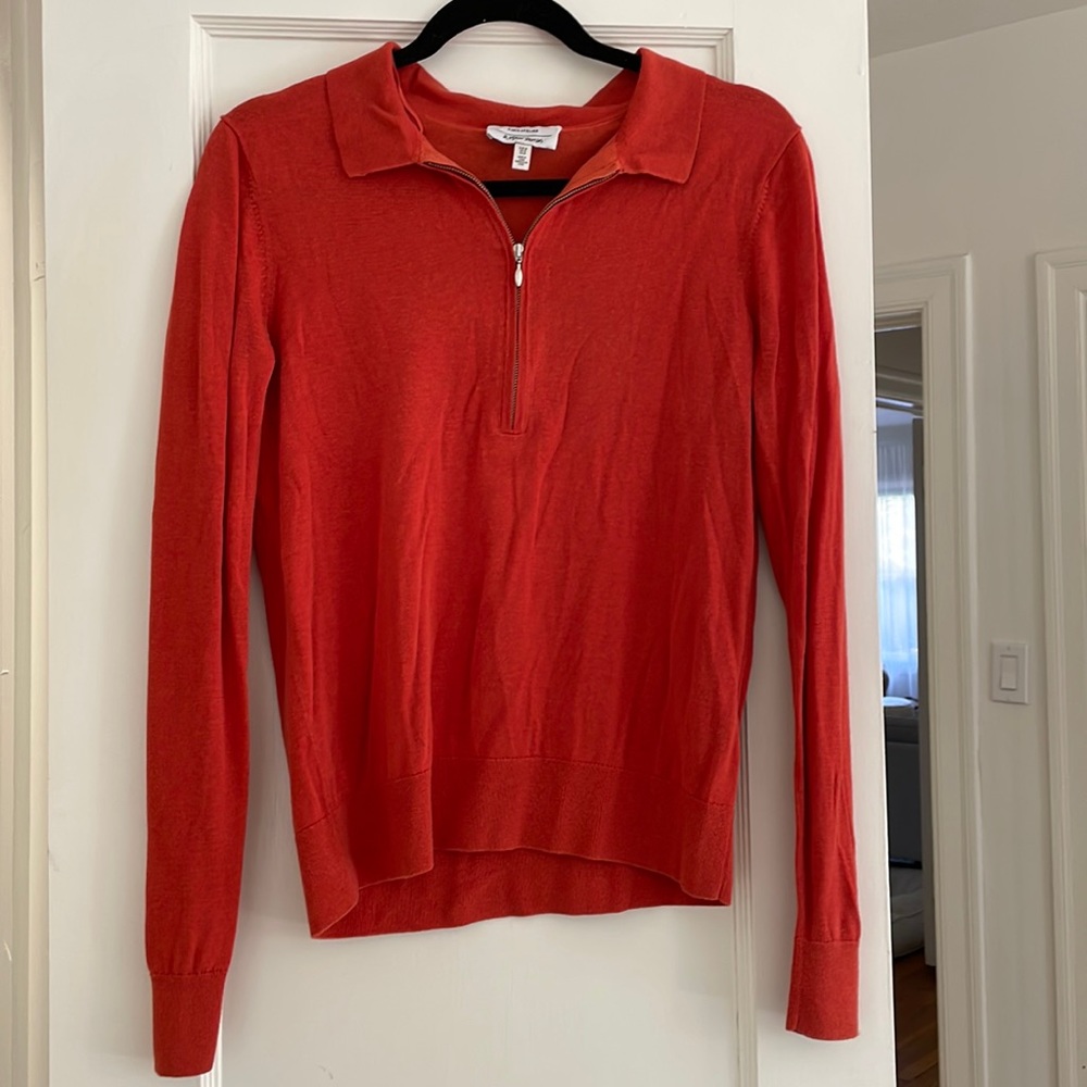 The perfect fall top! Lightweight knit half zip in gorgeous orange 🍁